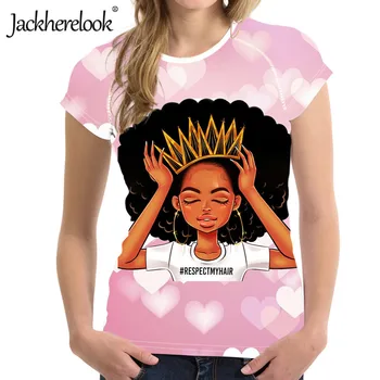 Jackherelook Harajuku T Shirts Karalienė Juodosios Afrikos Mergaičių Spausdinti Trumpas Rankovės Viršuje Tee Atsitiktinis Vasaros Famale Clothen Mujer Camisetas