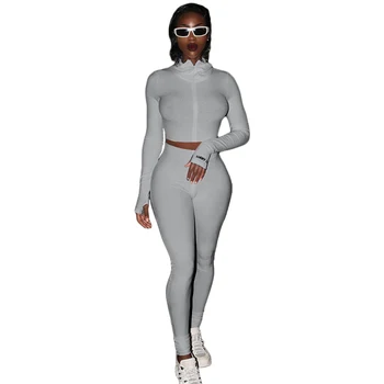 Jumpsuit Moterų Streetwear Baltas Juodas Megztas Seksualus Bodycon darbo drabužiai 2020Long Rankovės Siuvinėjimas Raidžių Užtrauktukas Dvi-lizdinė
