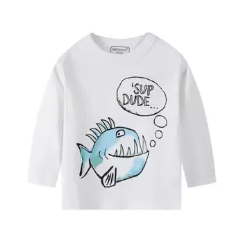 Jūros gyvūnų, vaikų ilgomis rankovėmis T-shirt pavasarį ir rudenį plonos medvilnės A-tipo krokodilo modelis berniukas drabužiai