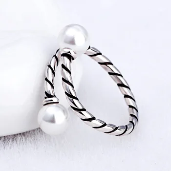 Karšto Pardavimo Retro Tailando Sidabro Žiedas Naujas Mados perlų 925 Sterlingas Sidabro spalvos Reguliuojamo Dydžio Žiedai Moterims, Dovana, Papuošalai