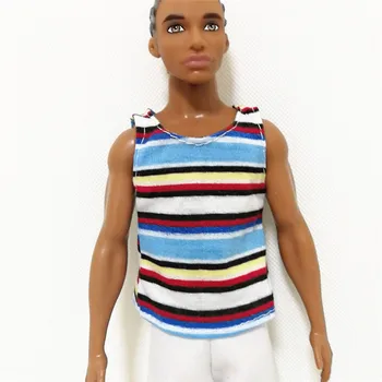 Ken Berniukas Draugui Vaivorykštė Tee Balta Ziajać Rinkinys Barbie BJD Doll Drabužių Priedai Žaisti Namuose Padažu Kostiumas Vaikams, Žaislų, Dovanų