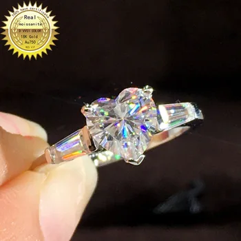 Kietasis 18K Aukso 1ct Moissanite Deimantų Žiedas D spalva VVS Su nacionalinės sertifikatą 048