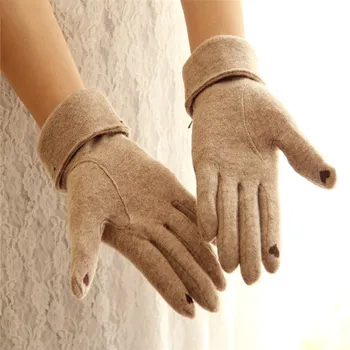 LJCUIYAO Elegantiškas Moterų Pirštinės Ekrano Žiemą Šiltas, Minkštas Lankas Riešo Pirštinės, kumštinės Pirštinės Kašmyras Visą Pirštą Guantes Mujer Handschoenen