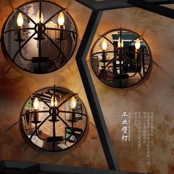 Loft Amerikos Kaimo geležinės sienos lempos pramonės restoranas, 3 senas retro retro sieniniai šviestuvai