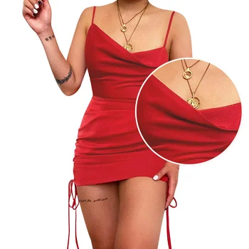LSXL Europos ir Amerikos naujo stiliaus asimetrinė vamzdžio viršaus raišteliu suspender suknelė mados seksualus plonas sijonas moterims