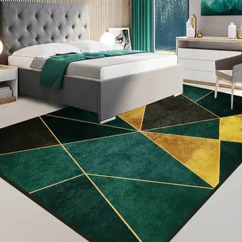 Mados modernios šviesos prabanga tamsiai žalia auksinis trikampis geometrijos kambarį miegamojo lovos kilimų mat pritaikymas savo reikmėms