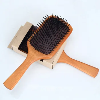 Masažas Šukos Paddle Brush Antistatikas Combanti-static Natūralus Medinis Masažo Hairbrush Šukos Galvos odą Įtrinkite Šampūną Šepetys