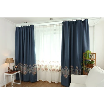 Medžio liniuotas užsakymą pavėsyje, medvilnės ir lino siuvinėjimo ekranai užuolaidos Europos stiliaus kambarį miegamojo langai nuo grindų