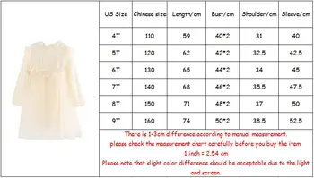 Mergaičių suknelė pavasarį, rudenį naujų nėriniai siuvinėjimo vaikų suknelė mažai žibintų rankovės merginos princesė suknelė 4-9Y