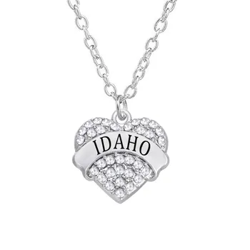 Metalų Lydinio, Sidabro Tonas Kalnų Krištolas Širdis Pakabukai Idaho State Žavesio Karoliai Moterims