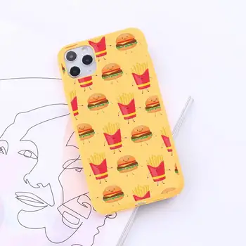 Mielas animacinių filmų hamburger fri, pica Telefono dėklas Saldainiai Spalvos iPhone 6 7 8 11 12-os mini pro X XS XR MAX Plus