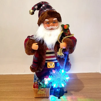 Mielas Elektros Santa Claus Lėlė Su Sukiojamomis Snaigės Formos Šviesos Kalėdinė Dekoracija OCT998