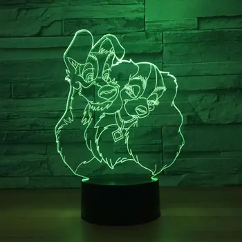 Mielas Šuo 3D šviesos Lempa 7 Spalvų Led Vaizdo 3D Naktį Žibintai Vaikams Liesti naktinė lempa USB šviesos Namų Dekoro Vaikams Dovanų Lašas Laivas