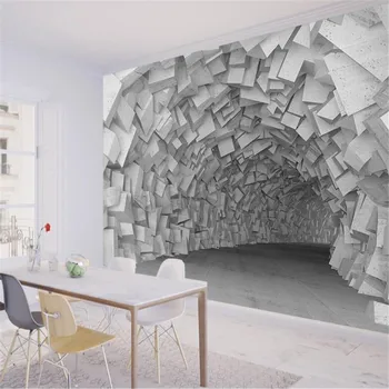 Milofi pritaikyti didelių foto tapetai, freskos 3D paprasta trimatę erdvę geometrinis architektūros kambarį fone wa