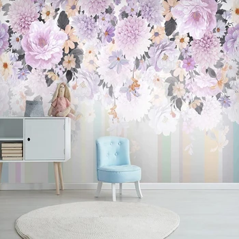 Milofi užsakymą didelių 3D tapetai, freskos paprasta rankomis tapybos, akvarelės gėlių sofa fone sienų apdaila sienų tapetai