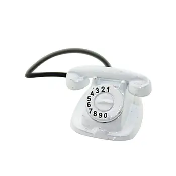 Mini Retro Stalas Telefono Modelio Telefonas Su Sukamasis Perjungiklis 1:6 1:12 Miniatiūriniai Doll House Dekoro Priedai 