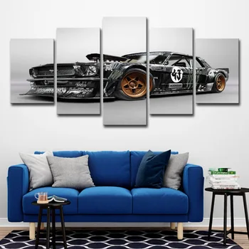 Modernus Plakatas Namų Dekoro Rėmo Sienos Menas Nuotraukas Kambarį 5 Gabalus HD Spausdinti Mustang Klasikinių Automobilių Tapybos Ant Drobės Pardavimas