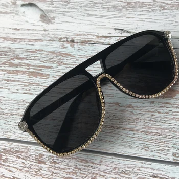 Moteriški akiniai nuo saulės prabanga spindintys deimantai, akiniai nuo saulės moterų markės dizaino mados gradientas akinius retro kelionės UV400 akiniai nuo saulės