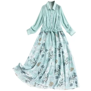 Moterys, merginos gėlių spausdinti šifono atsitiktinis suknelė naują 2021 m. pavasario vasaros spageti dirželis suknelės ir bowknot marškinėliai dviejų dalių komplektas