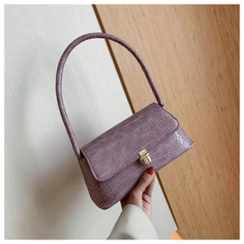 Moterų maišas 2020 metų vasaros naują korėjos versija, vienos peties įstrižainės maišelį tendencija pažastų maišelį purpurine krokodilo modelis krepšys