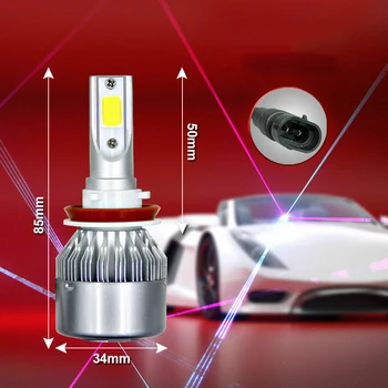 Naujas 1pair iš žibintai COB H8 / H9 / H11 sąsaja balta LED automobilių žibintų lemputės 6000k 12v
