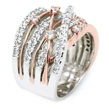 Naujas Atvykimo Sidabro Spalva rožinė Aukso Akmuo Cirkonis Žiedai Moterų Mados Papuošalai, Sužadėtuvių, Vestuvių Žiedas