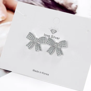 Naujas stilius visiškai diamond bowknot auskarai moterų korėjos mados cirkonis temperamentas auskarai metalo auskarai didmeninės