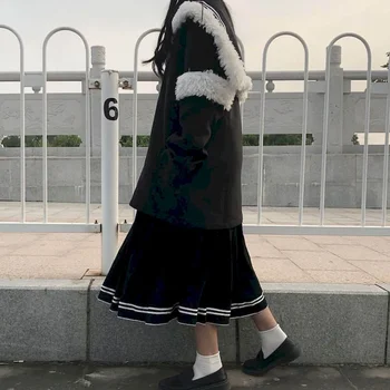 Naujas Žiemos Atsitiktinis Japonija Stiliaus Striukės, Paltai Moterims High Street Outwear Studentų Kietas Prarasti Ilga Striukė Moterų Drabužiai