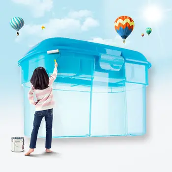 Nešiojamų saugojimo dėžutės permatomo plastiko žaislų saugojimo dėžutė plaukimo baseinas lauke, mini mielas saugojimo dėžutė