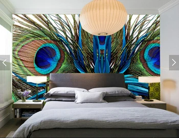 Pasirinktinius nuotraukų foną,Povo plunksnų, 3D tapetai, freskos gyvenimo kambario, miegamasis, virtuvė fone neperšlampamas PVC tapetai
