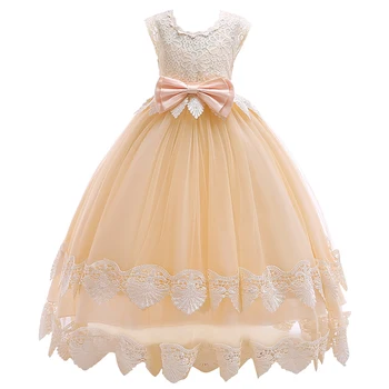 Pirmosios Komunijos Suknelės, Vestuvės Dress Didelis Lankas Nėrinių Gėlių Mergaičių Suknelės Kulkšnies Ilgis Merginos Inscenizacija Suknelės