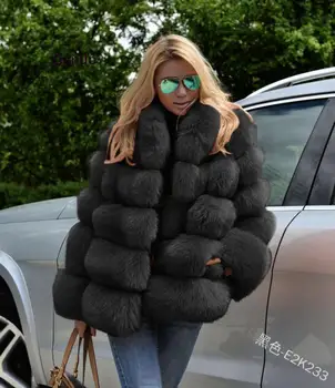 Pranešk Apie Netikrą Fox Fur Coat Prabanga Moterų Dirbtiniais Kailiais Moterų Žiemos Striukė Prabangus Storas Kailis Apykaklės Kietas Outwear 2020 Naują Atvykimo Kailio Paltas