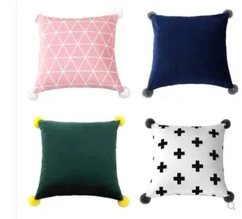 Puikus vilnos kamuoliukus pagalvėlė padengti paprasta šiuolaikinės pledas pagalvę padengti atlošas tinklelis užvalkalas aikštėje juosmens pagalvės užvalkalą namų dekoro
