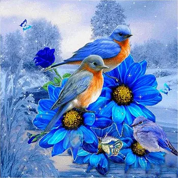 Rankdarbiams diamond siuvinėjimo Karšto pardavimo 5d diamond tapybos paukščių mėlynos spalvos gėlių mozaikos vaizdą rankų darbo kalnų krištolas Namų dekoro