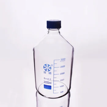 Reagento buteliuką,Su mėlynu užsukamu dangteliu,boro silikatinio stiklo, 3.3,Talpa 3000ml,Sunkiųjų Sienos,Baigimo Mėginio Buteliukai Plastiko Dangteliu