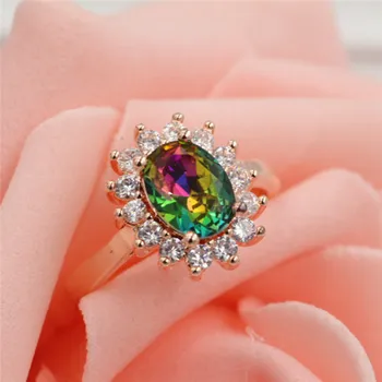 Reguliuojamas Mergina Geometrinis Žiedas 925 Spalva Crystal Užpildyti Rose Gold Žada Vestuvės Vestuvinis Žiedas Moterims Geriausių Dovanų, C25