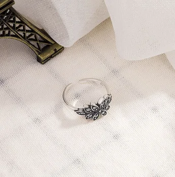 Retro šviesos prabangos stiliaus naujas 925 sterlingas sidabro žiedas trend micro-inkrustacijos cirkonis lapų madinga moteriška atviras žiedas