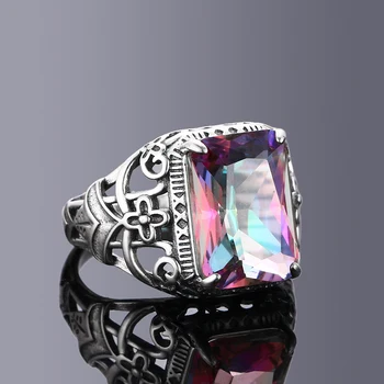 S925 Sterlingas Sidabro Žiedai Mystic Topazas Cirkonis Moterų Tuščiaviduriai Iš Dizaino Fine Jewelry Nuotakos Vestuvių Vestuvinis Žiedas Priedų