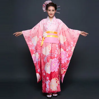 Seksualus Derliaus Moterų Promenadzie Suknelė Gėlių Naują Atvykimo Japonijos Traditioinal Kimono Klasikinis Yukata Su Obi