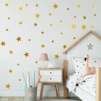 Sienų lipdukai miegamasis naklejki na sciane dla dzieci vinilos decorativos Aukso žvaigždės, lazdelės aufkleber modernių vaikų kambario dekoravimas