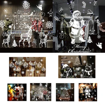 Skaidrus Linksmų Kalėdų Sienų Lipdukai Mados Santa Claus Langą, Kambario, Apdailos PVC Vinilo Naujųjų Metų Namų Dekoro