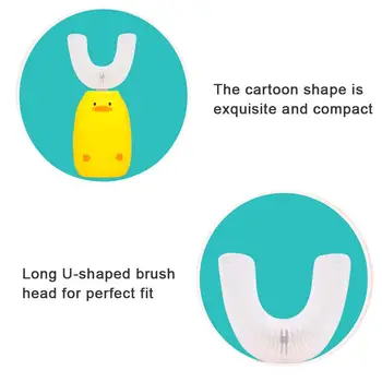 Smart U-tipo Vaikai Elektros dantų šepetėlį, 3,7 V Pažangi Belaidžio Įkrovimo Jokios Žalos Dantenas Silikono Automatinis Dantų Cleaner