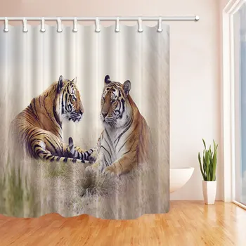 Tigras Dušo Užuolaidos Nustatyti Laukinių Gyvūnų Tematikos Vonios kambarys Dekoro Vandeniui Poliesterio Namo, Vonia, Vonia Užuolaidų ir Kilimų Flanelė