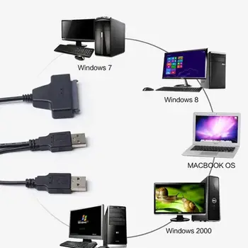 USB 2.0 iki 2.5 colių HDD 7+15pin SATA Kietąjį Diską Cable USB2.0 SSD HDD & Linija SATA Lengva Adapteris Ratai N5H9