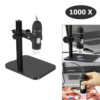 USB Skaitmeninis Mikroskopas 1000X 800X Kolonėlė 8 LED 2MP Elektroninių Mikroskopų Endoskopą Zoom Fotoaparatas didinamasis stiklas+ Liftas Stovėti Turėtojas