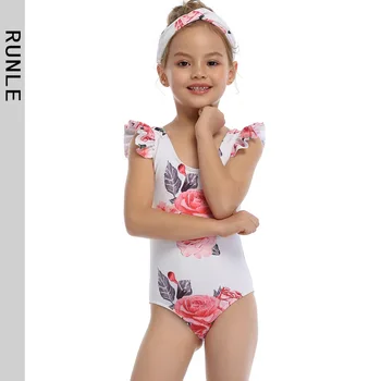 Vaikų maudymosi kostiumėlį Vaikams Berniukas Kūdikis Bikini Vaikai Bėrimas Apsaugas, Maudymosi Kostiumą 2020 M. Naujas Gėlių Spausdinti Vienas Gabalas Mergaičių Maudymosi kostiumai