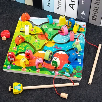 Vaikų Švietimo Magnetinio Žvejybos Pėsčiomis Labirinto Žaidimas, Anksti Švietimo Dėlionė Gyvūnų Pažinimo Atitikimo Žaislas