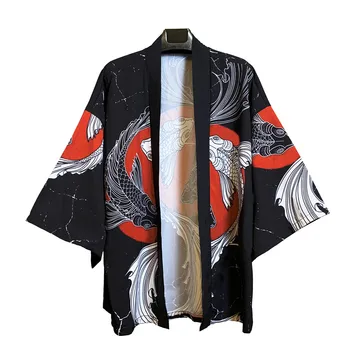 Vasaros Japonijos Penkių punktų Rankovėmis Kimono Vyrų Ir Moterų Apsiaustu Jacke Viršuje Palaidinė Prarasti atsitiktinis mados Plius Dydis Vasaros Stilingas