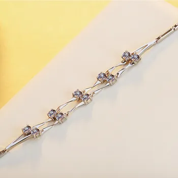 Vienas sluoksniuotos AAA cirkonis deimantų, brangakmenių, grandinės, apyrankės moterims balto aukso sidabro spalvos jewlery bijoux gimtadienio dovanos
