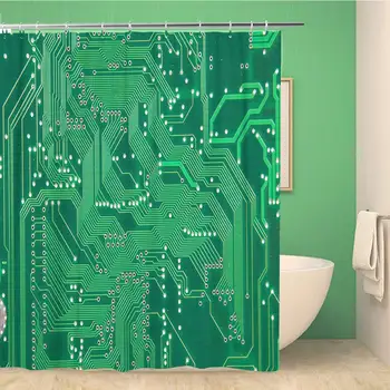 Vonios kambarys Dušo Užuolaidos Plokštė Atspausdintas Žalios spalvos Kompiuterio plokštės Lustą Elektroninės Atminties 72x72 cm atsparus Vandeniui Vonia